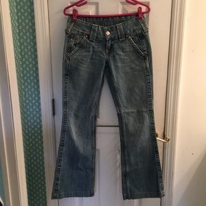 True Religion Flare Hip Huggers, Size 27
